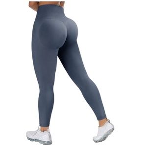 NWT grey bluish High Waisted Push Up Seamless leggings work out